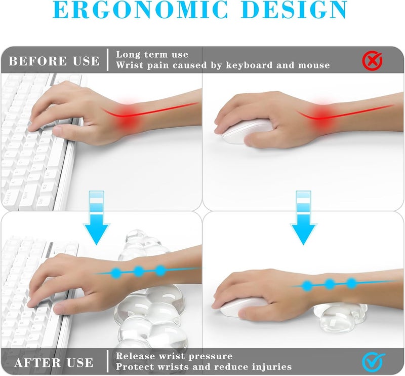 KEPUTAIER Gel Cloud Keyboard and Mouse Wrist Rest, Cute Wrist Support and Arm Support Keyboard Rest for Keyboard and Mouse Typing Pain Relief，Suitable for Office/Computer/Laptop/Gaming（White） - Image 2